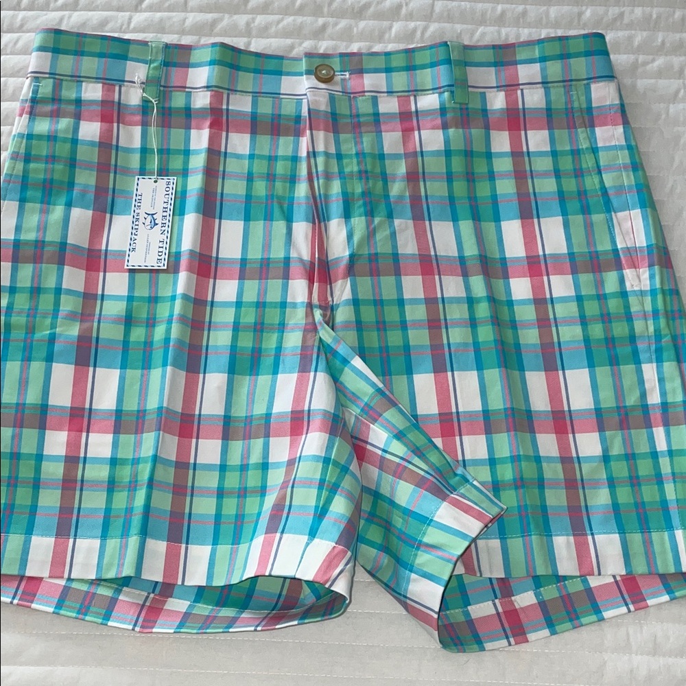 Southern Tide Plaid Shorts in Aqua, Pink & Mint